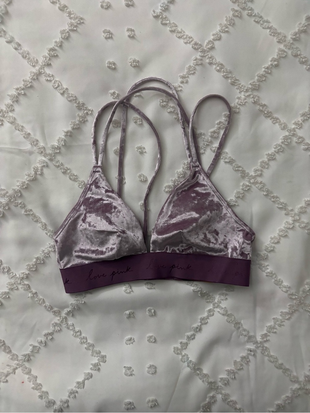 NWT PINK Victoria's Secret Velvet Triangle Bralette in Lavender